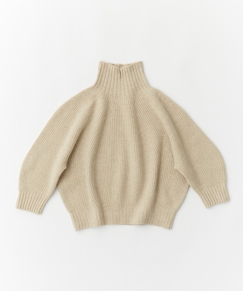 UNFIL（アンフィル）の「unfil アンフィル / superfine lambs & chenille ribbed-knit high-neck sweater スーパーファインラムシェニールリブニットハイネックセーター / WFFL-UW123（ニット/セーター・レディース・ライトベージュ/ミント・1）」の8枚目の写真