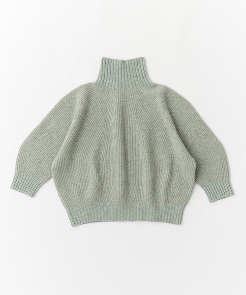 UNFIL（アンフィル）の「unfil アンフィル / superfine lambs & chenille ribbed-knit high-neck sweater スーパーファインラムシェニールリブニットハイネックセーター / WFFL-UW123（ニット/セーター・レディース・ライトベージュ/ミント・1）」の9枚目の写真