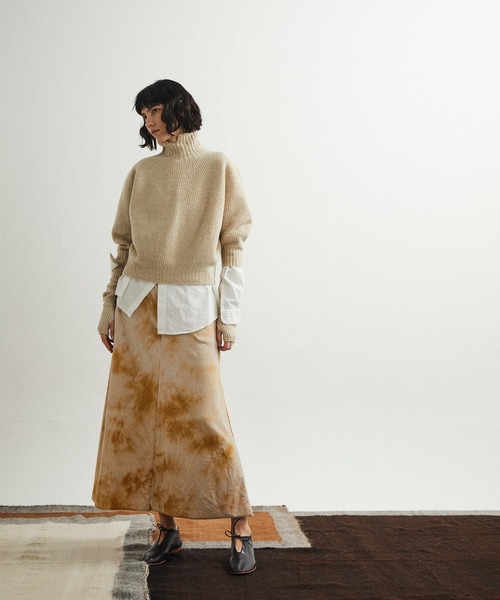 UNFIL（アンフィル）の「unfil アンフィル / superfine lambs & chenille ribbed-knit high-neck sweater スーパーファインラムシェニールリブニットハイネックセーター / WFFL-UW123（ニット/セーター・レディース・ライトベージュ/ミント・1）」の11枚目の写真