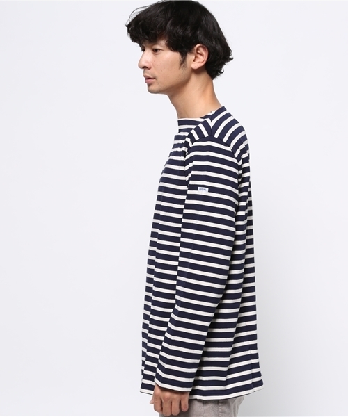 ORCIVAL（オーシバル）の「【ORCIVAL】ボーダーボートネック（Tシャツ/カットソー・メンズ・オフホワイト/ネイビー/グレー/ブラック・MEDIUM/LARGE）」の5枚目の写真