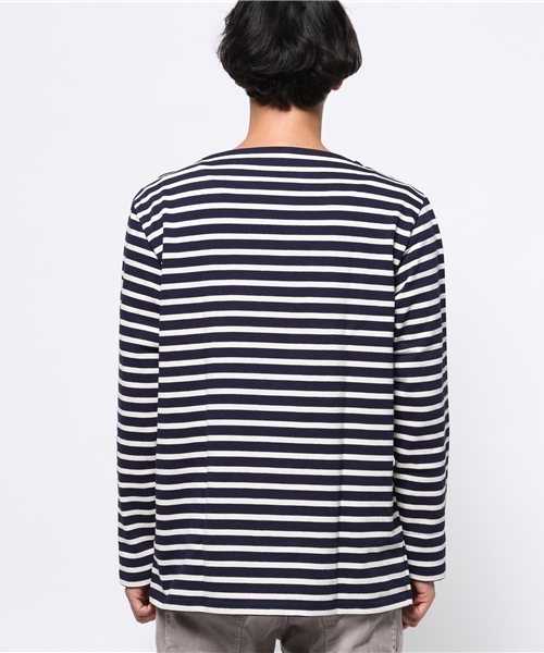 ORCIVAL（オーシバル）の「【ORCIVAL】ボーダーボートネック（Tシャツ/カットソー・メンズ・オフホワイト/ネイビー/グレー/ブラック・MEDIUM/LARGE）」の6枚目の写真