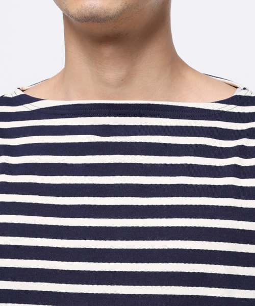 ORCIVAL（オーシバル）の「【ORCIVAL】ボーダーボートネック（Tシャツ/カットソー・メンズ・オフホワイト/ネイビー/グレー/ブラック・MEDIUM/LARGE）」の7枚目の写真