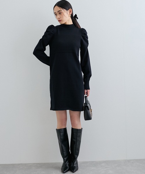 VIS（ビス）の「ボリュームスリーブニットミニワンピース（ワンピース・レディース・ブラウン/ブラック・FREE）」の3枚目の写真