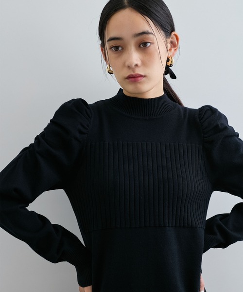 VIS（ビス）の「ボリュームスリーブニットミニワンピース（ワンピース・レディース・ブラウン/ブラック・FREE）」の7枚目の写真