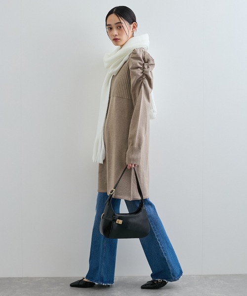 VIS（ビス）の「ボリュームスリーブニットミニワンピース（ワンピース・レディース・ブラウン/ブラック・FREE）」の9枚目の写真