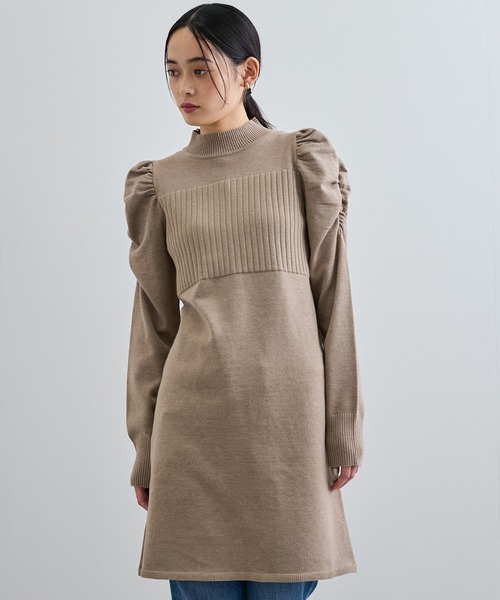 VIS（ビス）の「ボリュームスリーブニットミニワンピース（ワンピース・レディース・ブラウン/ブラック・FREE）」の10枚目の写真