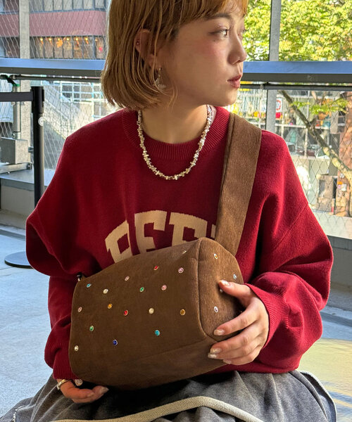 CIAOPANIC（チャオパニック）の「ラインストーンコーデュロイバッグ（トートバッグ・レディース・グリーン/ブラウン・FREE）」の4枚目の写真
