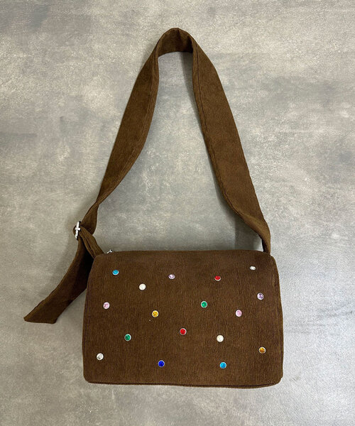 CIAOPANIC（チャオパニック）の「ラインストーンコーデュロイバッグ（トートバッグ・レディース・グリーン/ブラウン・FREE）」の3枚目の写真