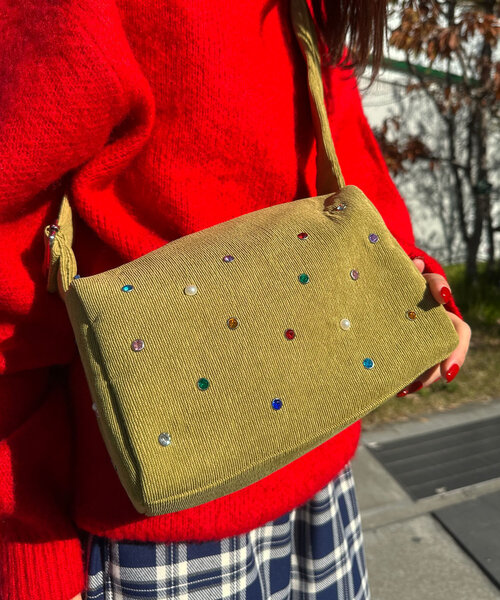 CIAOPANIC（チャオパニック）の「ラインストーンコーデュロイバッグ（トートバッグ・レディース・グリーン/ブラウン・FREE）」の22枚目の写真