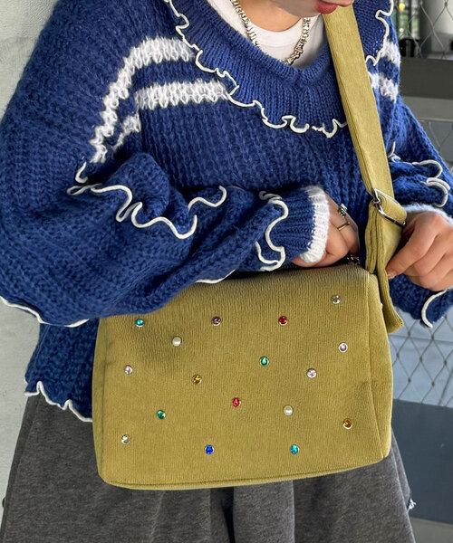 CIAOPANIC（チャオパニック）の「ラインストーンコーデュロイバッグ（トートバッグ・レディース・グリーン/ブラウン・FREE）」の18枚目の写真