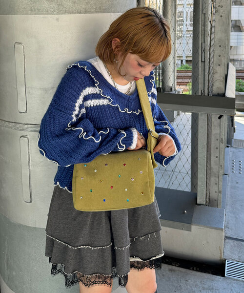 CIAOPANIC（チャオパニック）の「ラインストーンコーデュロイバッグ（トートバッグ・レディース・グリーン/ブラウン・FREE）」の17枚目の写真