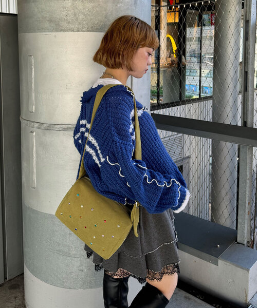 CIAOPANIC（チャオパニック）の「ラインストーンコーデュロイバッグ（トートバッグ・レディース・グリーン/ブラウン・FREE）」の16枚目の写真