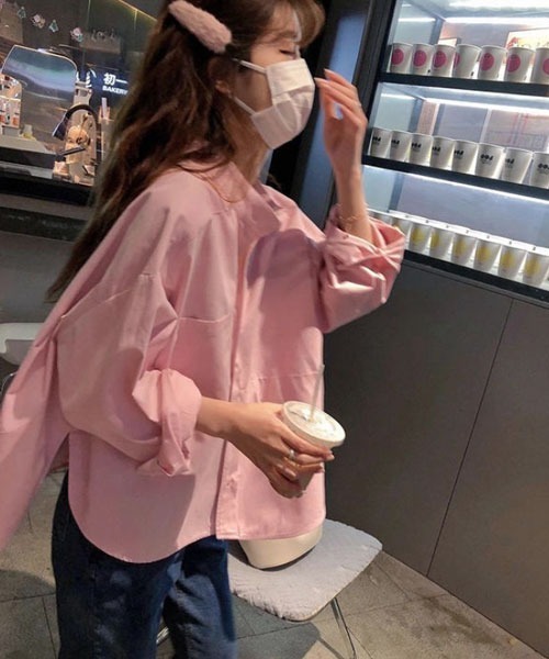 Mayree（メイリー）の「【Mayree】ピンク スキッパーデザイン シャツ ブラウス（シャツ/ブラウス・レディース・ピンク・SMALL/MEDIUM/LARGE）」の4枚目の写真