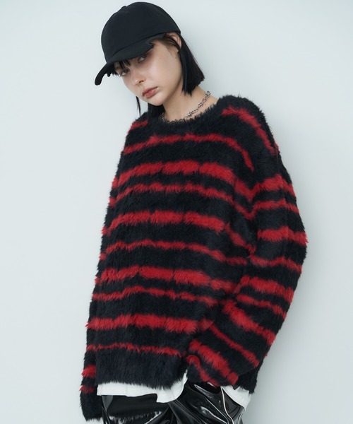 【セール】AFF AIVER フェザーヤーンディストーションボーダーニット（ニット/セーター）｜AFF AIVER（エイエフエフアイバー）