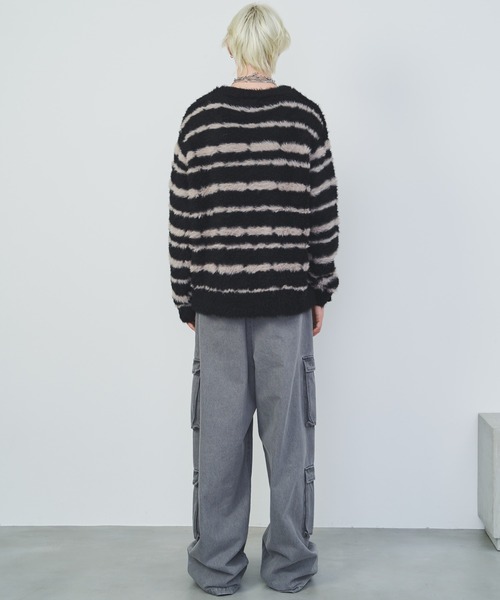 【セール】AFF AIVER フェザーヤーンディストーションボーダーニット（ニット/セーター）｜AFF AIVER（エイエフエフアイバー）