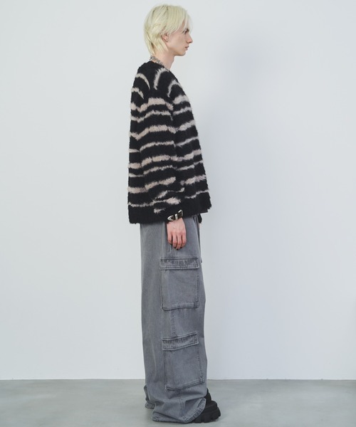 【セール】AFF AIVER フェザーヤーンディストーションボーダーニット（ニット/セーター）｜AFF AIVER（エイエフエフアイバー）