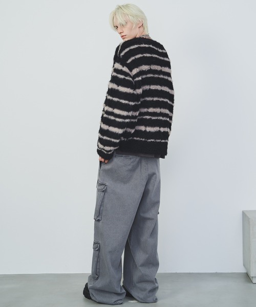 【セール】AFF AIVER フェザーヤーンディストーションボーダーニット（ニット/セーター）｜AFF AIVER（エイエフエフアイバー）