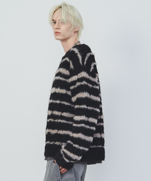 【セール】AFF AIVER フェザーヤーンディストーションボーダーニット（ニット/セーター）｜AFF AIVER（エイエフエフアイバー）