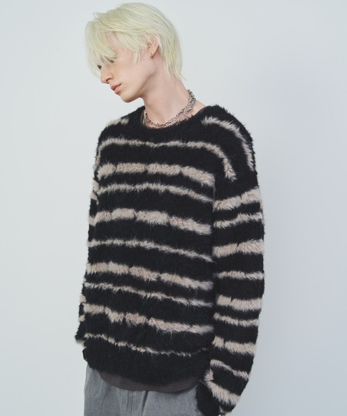 【セール】AFF AIVER フェザーヤーンディストーションボーダーニット（ニット/セーター）｜AFF AIVER（エイエフエフアイバー）