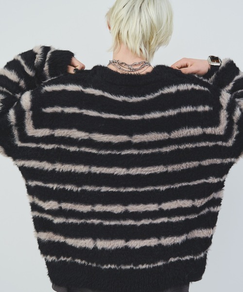 【セール】AFF AIVER フェザーヤーンディストーションボーダーニット（ニット/セーター）｜AFF AIVER（エイエフエフアイバー）