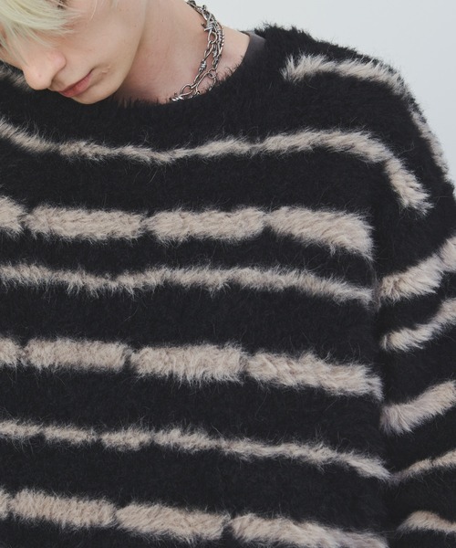 【セール】AFF AIVER フェザーヤーンディストーションボーダーニット（ニット/セーター）｜AFF AIVER（エイエフエフアイバー）