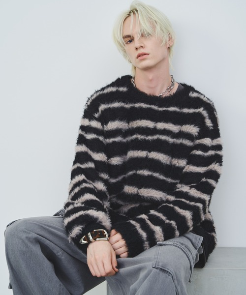 【セール】AFF AIVER フェザーヤーンディストーションボーダーニット（ニット/セーター）｜AFF AIVER（エイエフエフアイバー）