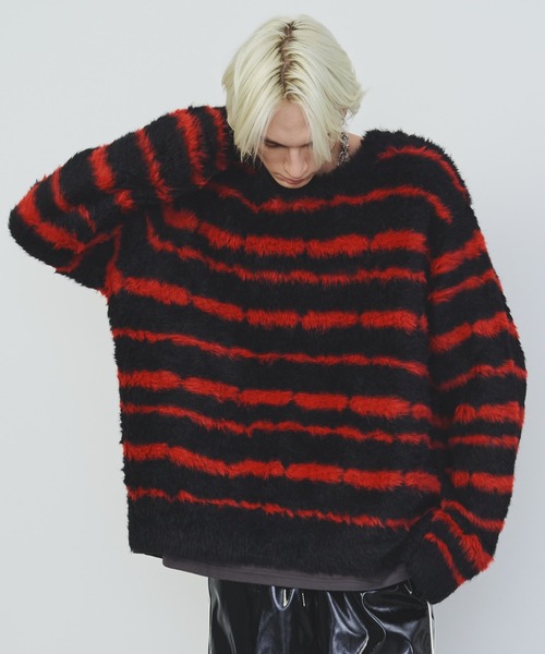 【セール】AFF AIVER フェザーヤーンディストーションボーダーニット（ニット/セーター）｜AFF AIVER（エイエフエフアイバー）