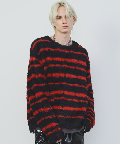 【セール】AFF AIVER フェザーヤーンディストーションボーダーニット（ニット/セーター）｜AFF AIVER（エイエフエフアイバー）