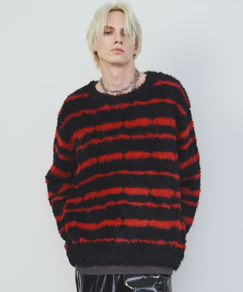 【セール】AFF AIVER フェザーヤーンディストーションボーダーニット（ニット/セーター）｜AFF AIVER（エイエフエフアイバー）