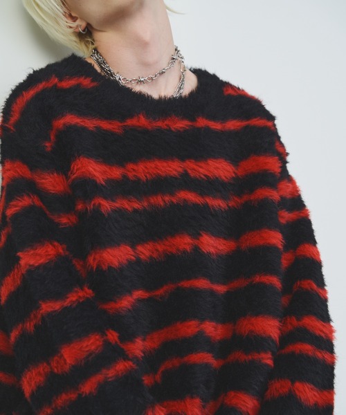 【セール】AFF AIVER フェザーヤーンディストーションボーダーニット（ニット/セーター）｜AFF AIVER（エイエフエフアイバー）