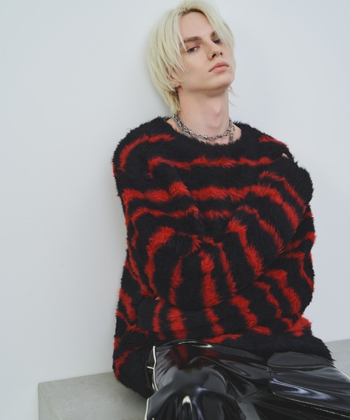 【セール】AFF AIVER フェザーヤーンディストーションボーダーニット（ニット/セーター）｜AFF AIVER（エイエフエフアイバー）