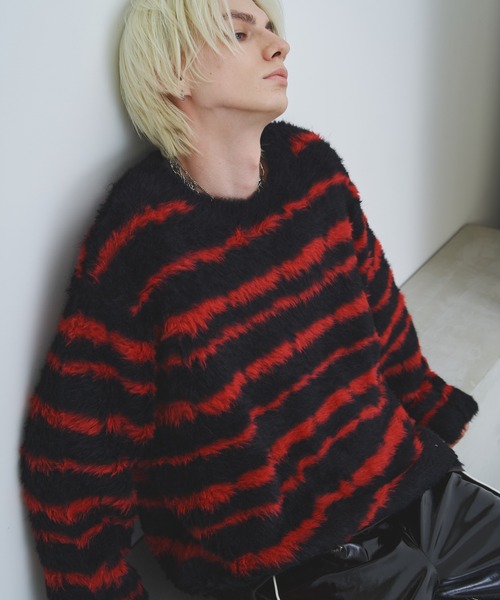 【セール】AFF AIVER フェザーヤーンディストーションボーダーニット（ニット/セーター）｜AFF AIVER（エイエフエフアイバー）