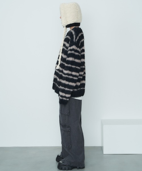 【セール】AFF AIVER フェザーヤーンディストーションボーダーニット（ニット/セーター）｜AFF AIVER（エイエフエフアイバー）