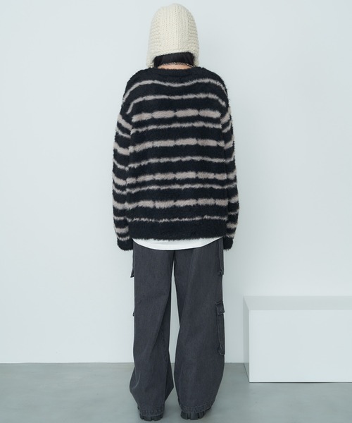 【セール】AFF AIVER フェザーヤーンディストーションボーダーニット（ニット/セーター）｜AFF AIVER（エイエフエフアイバー）