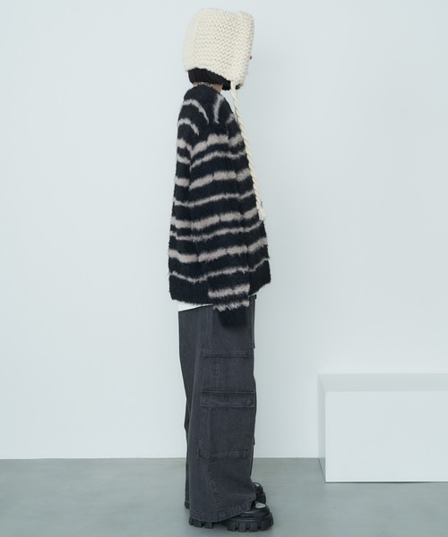 【セール】AFF AIVER フェザーヤーンディストーションボーダーニット（ニット/セーター）｜AFF AIVER（エイエフエフアイバー）