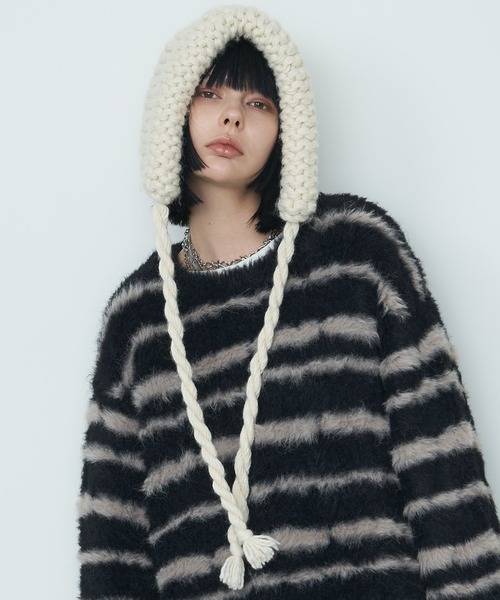 【セール】AFF AIVER フェザーヤーンディストーションボーダーニット（ニット/セーター）｜AFF AIVER（エイエフエフアイバー）