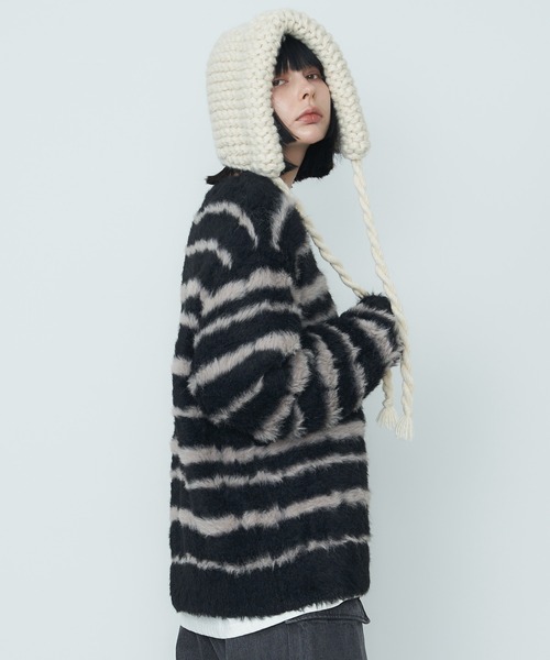 【セール】AFF AIVER フェザーヤーンディストーションボーダーニット（ニット/セーター）｜AFF AIVER（エイエフエフアイバー）