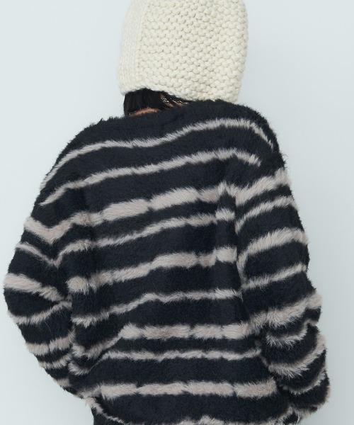 【セール】AFF AIVER フェザーヤーンディストーションボーダーニット（ニット/セーター）｜AFF AIVER（エイエフエフアイバー）