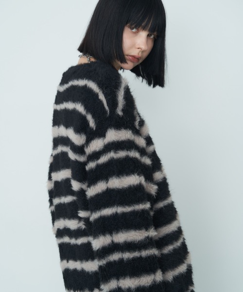 【セール】AFF AIVER フェザーヤーンディストーションボーダーニット（ニット/セーター）｜AFF AIVER（エイエフエフアイバー）