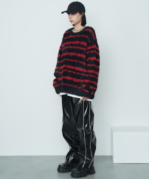 【セール】AFF AIVER フェザーヤーンディストーションボーダーニット（ニット/セーター）｜AFF AIVER（エイエフエフアイバー）