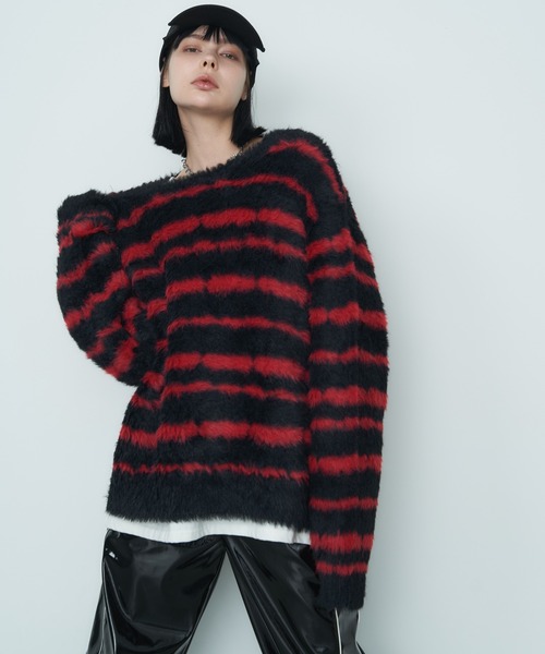 【セール】AFF AIVER フェザーヤーンディストーションボーダーニット（ニット/セーター）｜AFF AIVER（エイエフエフアイバー）