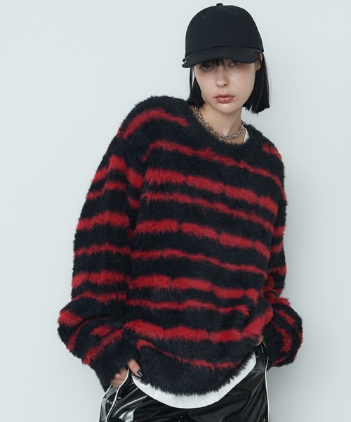 【セール】AFF AIVER フェザーヤーンディストーションボーダーニット（ニット/セーター）｜AFF AIVER（エイエフエフアイバー）