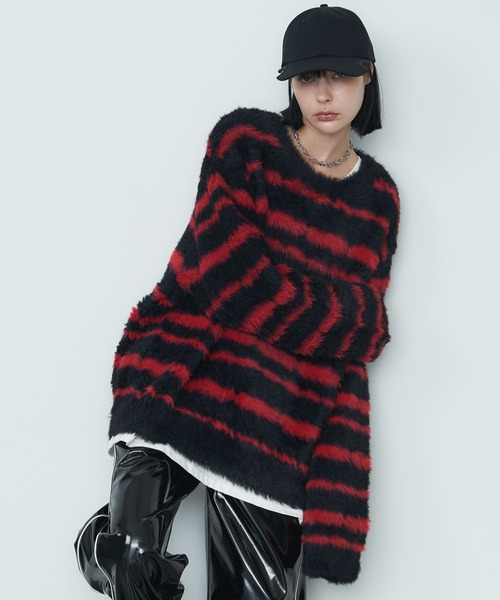 【セール】AFF AIVER フェザーヤーンディストーションボーダーニット（ニット/セーター）｜AFF AIVER（エイエフエフアイバー）