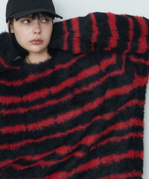 【セール】AFF AIVER フェザーヤーンディストーションボーダーニット（ニット/セーター）｜AFF AIVER（エイエフエフアイバー）