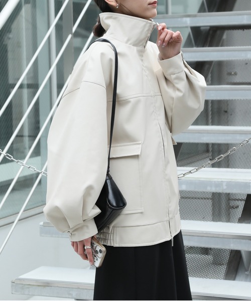 LIBJOIE スタンドカラーフェイクレザーブルゾン zz-M0533FJM209_8-1.jpg?1695960536