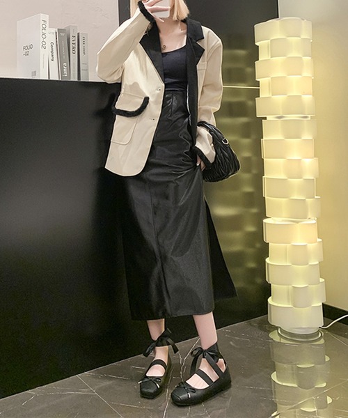 Lace Ladies(レースレディース)の「レザー調 スクエアトゥ フラット リボン パンプス(パンプス・レディース・ブラック/ホワイト・25cm/24.5cm/24cm/23.5cm/23cm/22.5cm)」の11枚目の写真