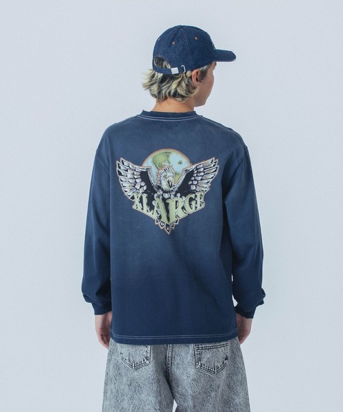 大人気 XLARGE EAGLE WINGS TO THE WORLD L/S TEE インパクト◎ EAGLE WINGS TO THE WORLD L/S TEE（Tシャツ/カットソー