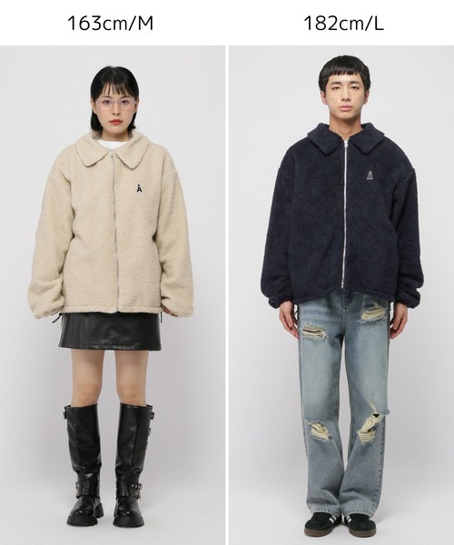 ALAND(エーランド)の「【UNISEX】ALAND/Aロゴワッペンボアブルゾン(ブルゾン・レディース・ネイビー/ベージュ・LARGE/MEDIUM)」の7枚目の写真