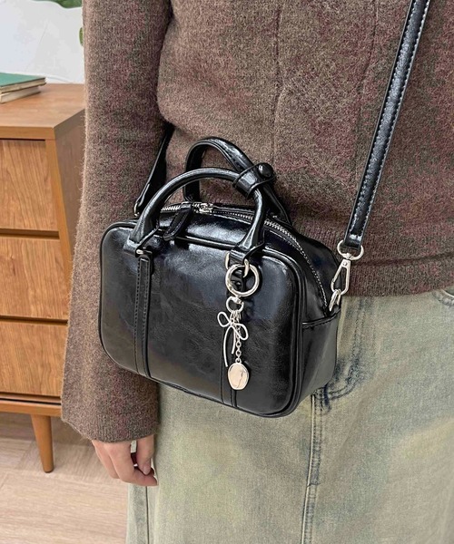 apres jour clair（アプレジュールクレア）の「【apres jour clair×ARIAZ】ミニボストンバッグ（ハンドバッグ・レディース・ブラック/ピンク・FREE）」の2枚目の写真