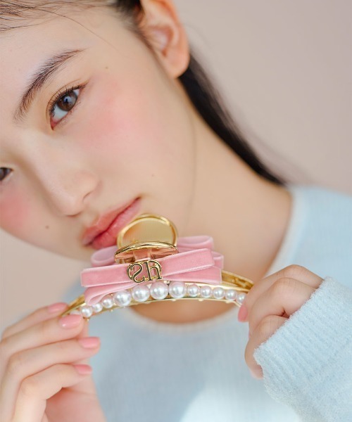 SNIDEL HOME(スナイデルホーム)の「パールメタルバンス(バレッタ/ヘアクリップ・レディース・ピンク/ブラック/アイボリー/イエロー・FREE)」の18枚目の写真
